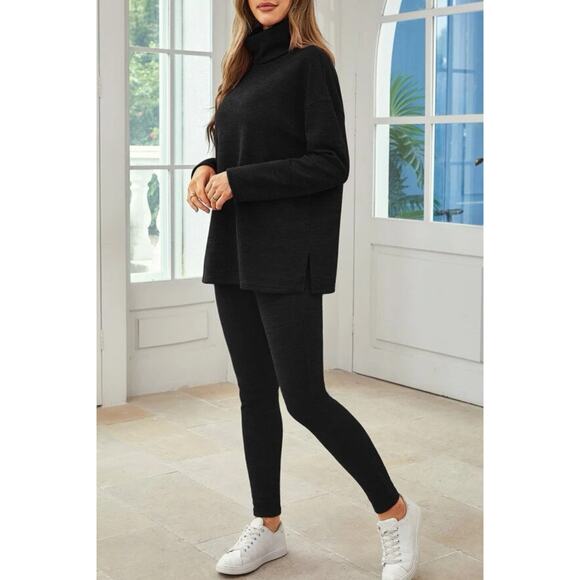 SHEIN Other - SOLD OUT NWOT SHEIN Ribbed Black Turtleneck Set with Leggings Size Small